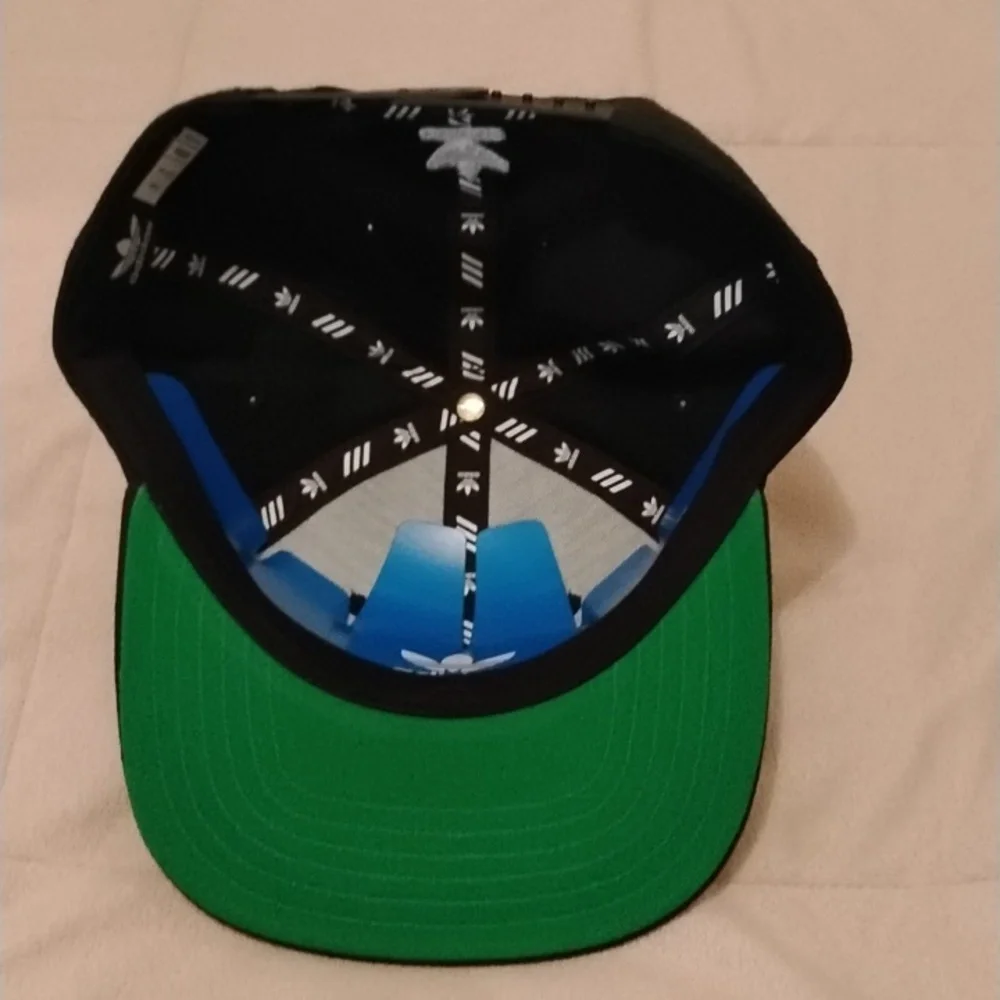 Adidas Classic Black Cap with White Logo, Snapback, Flat Bill, New